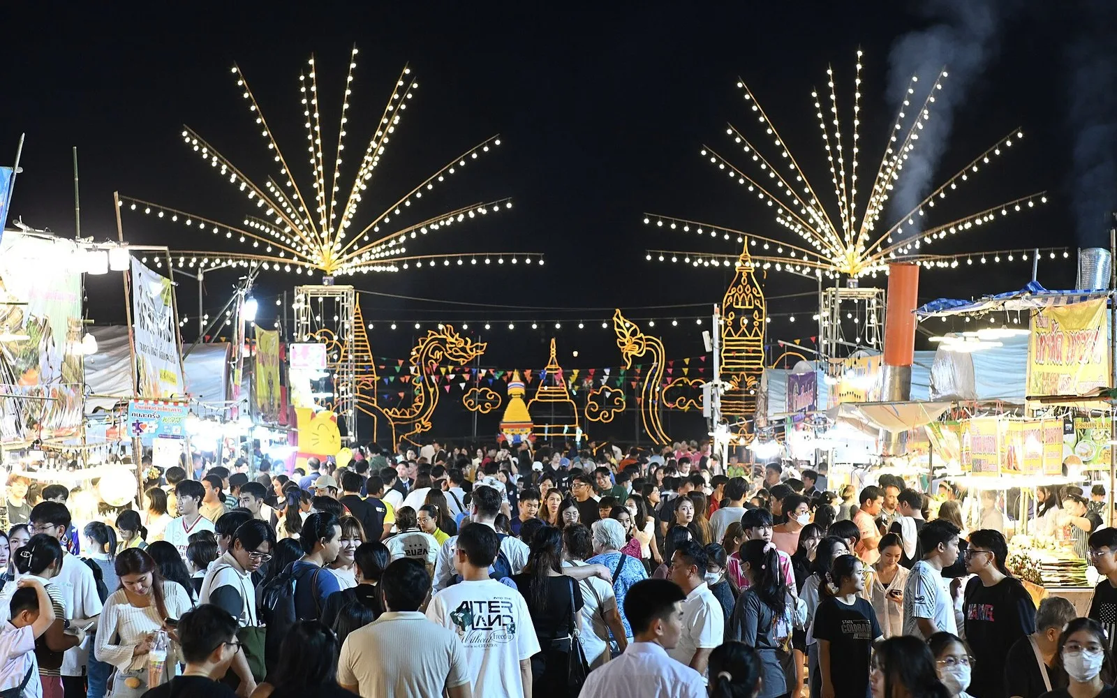 A night market after dark